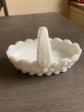 Westmoreland White Milk Glass Scallop-Edged Basket